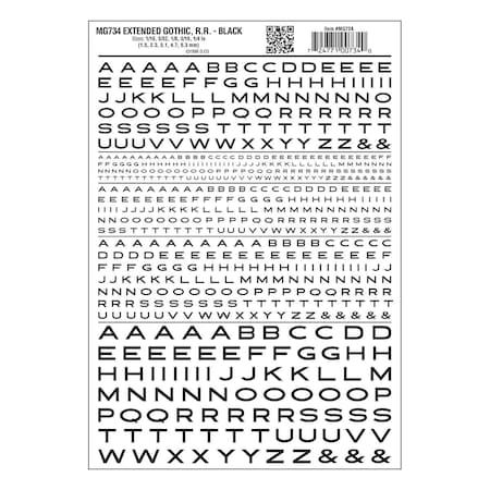 Woodland Scenics R.R. Extended Gothic, Dry Transfer - Black WOO734